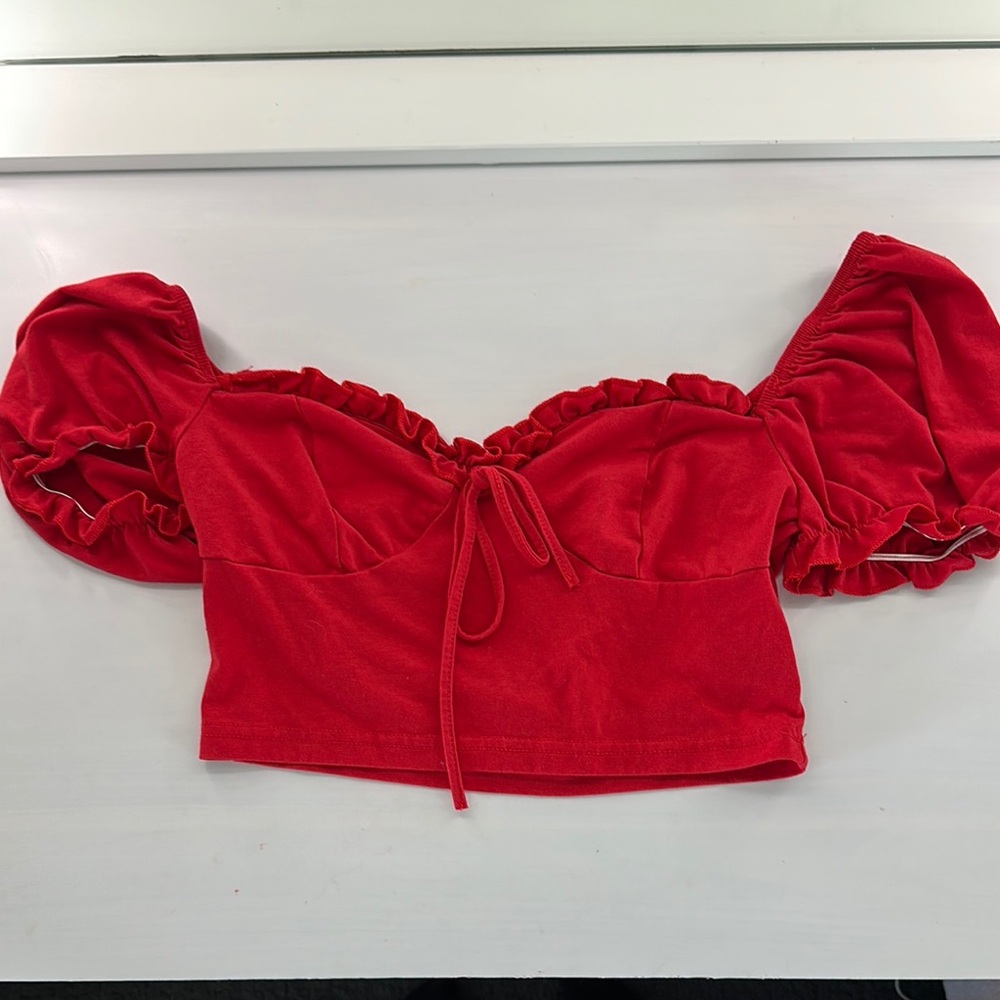 Red Ruffled Off-Shoulder Top